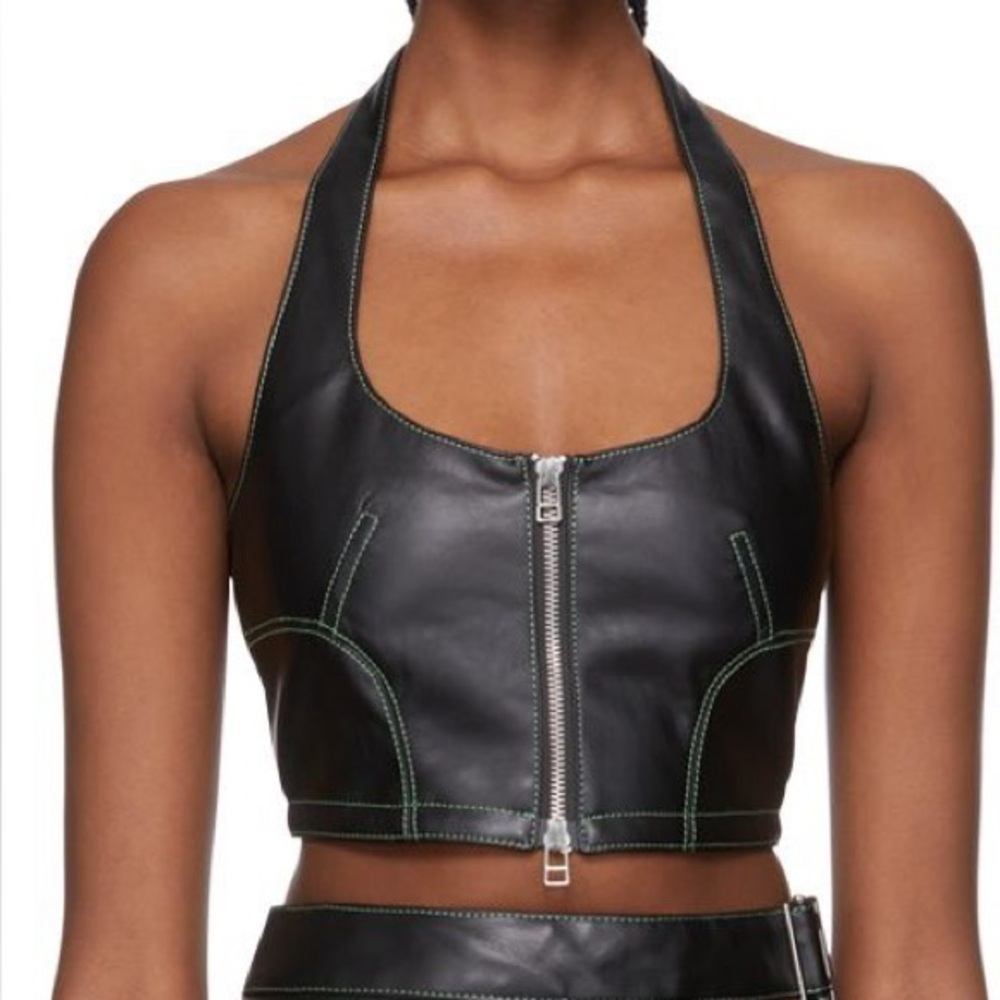 Eckhaus Latta Black Leather Tank Top Going‎ Out Night Out Small NEW Grunge